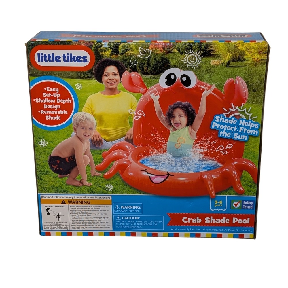 Little Tikes Crab Shade Pool 3-6 Years Easy Set-Up Shallow‎ Inflatable New